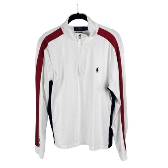 Polo Ralph Lauren Mens M Polo Pullover White Pima Soft Cotton 1/4 Zip Preppy - Picture 2 of 6